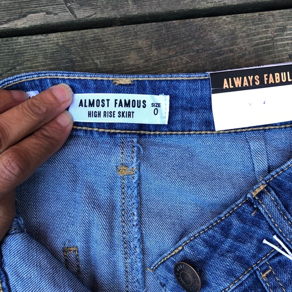 Almost Famous High Rise Denim Skirt - Picture 3 of 4